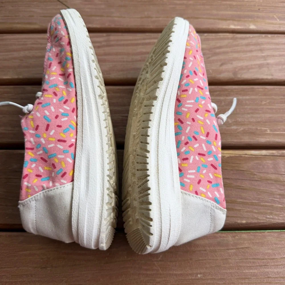 Hey Dude Wendy Youth Birthday Pink Sprinkle Slip On Loafers Shoes Size Y2 W3